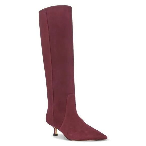 Stuart Weitzman $850 NAOMI 50 Knee High Boots Sz 10B NIB Cabernet Burgundy Suede - Picture 3 of 15